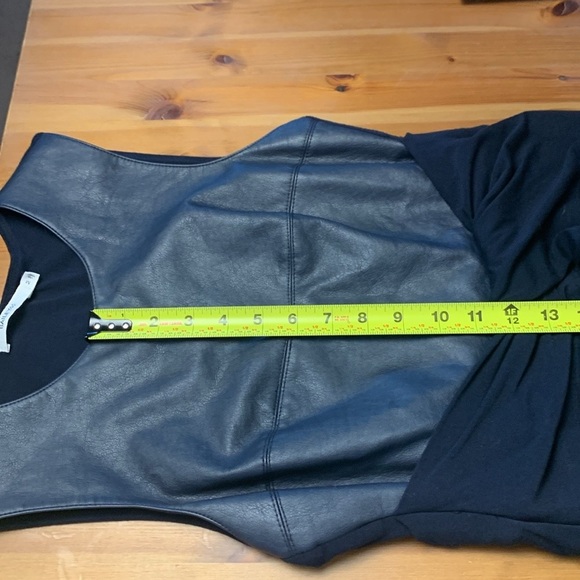 Anthropologie Bailey 44 Navy Blue Dress w Stretch, Faux Leather Upper - Picture 13 of 14